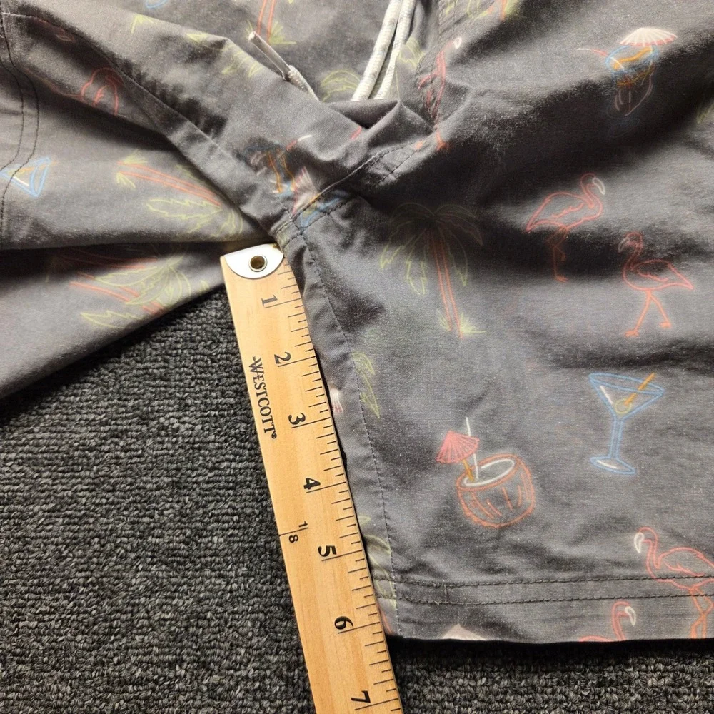 GoodFellow & Co Swim Trunks Mens XL Grey Flamingo Tropical Neon Print Beach Pool